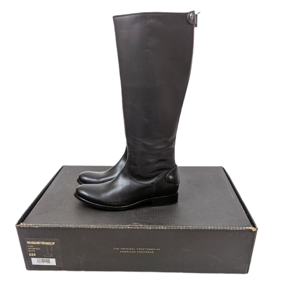 Frye Melissa Riding Boots Tall Black Leather Flat Womens 6.5